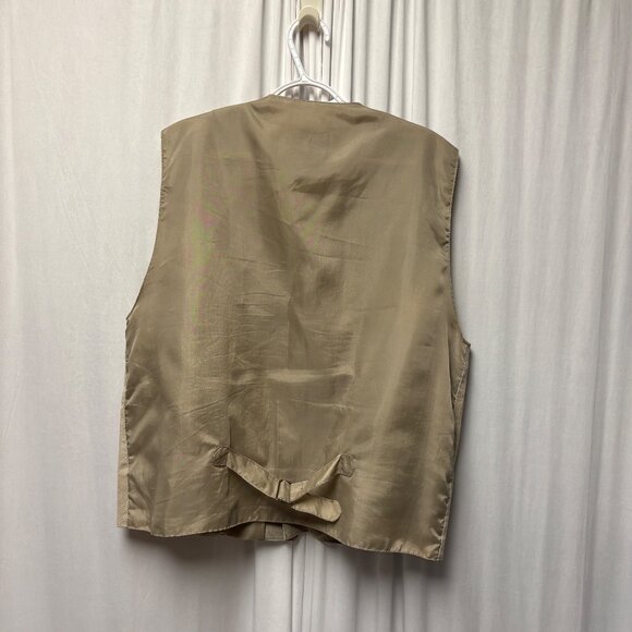 Industrial Rags Genuine Leather Suede Vest Mens Size Large Beige Lined Buttoned - Picture 2 of 7